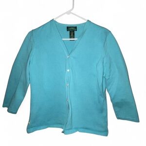 Lauren Ralph Lauren Aqua Blue Cardigan